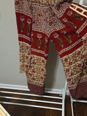 Jayli Red and Cream Floral Boho Harem Pants